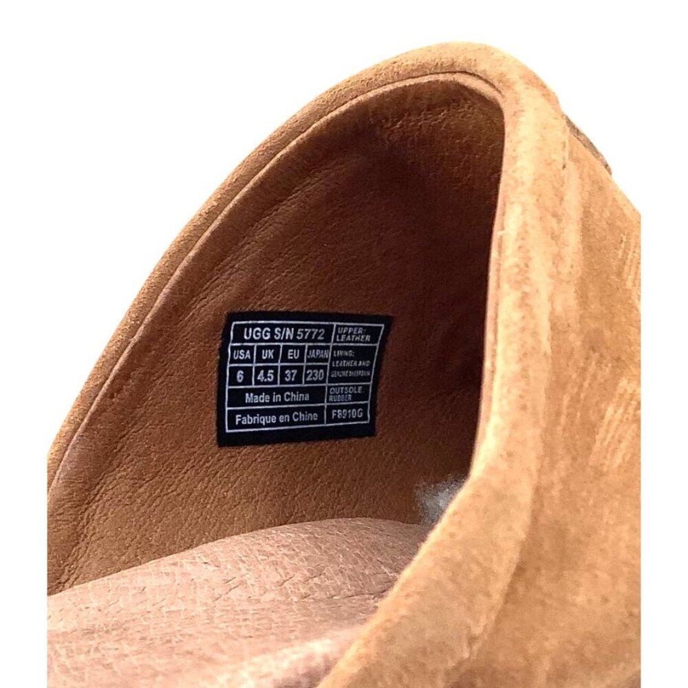 UGG JUDI CHESTNUT SUEDE / WOOL 2.75" CLOG PLATFORM HEELS SIZE US 6 WOMEN - Picture 8 of 8